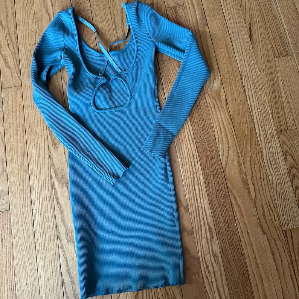 Forever 21 Teal Long-Sleeve Dress